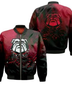 Georgia Bulldogs Bomber Jacket 3D Printed Coconut Tree Tropical Grunge - livanniespoon Store