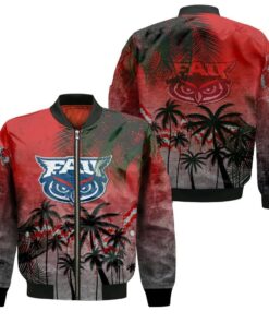 Florida Atlantic Owls Bomber Jacket 3D Printed Coconut Tree Tropical Grunge - livanniespoon Store