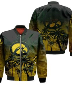 Iowa Hawkeyes Bomber Jacket 3D Printed Coconut Tree Tropical Grunge - livanniespoon Store