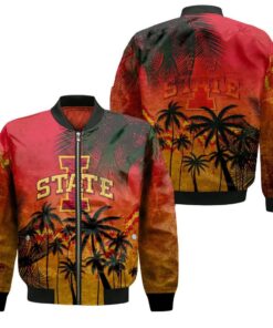 Iowa State Cyclones Bomber Jacket 3D Printed Coconut Tree Tropical Grunge - livanniespoon Store