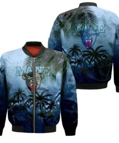 Maine Black Bears Bomber Jacket 3D Printed Coconut Tree Tropical Grunge - livanniespoon Store