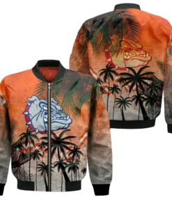 Gonzaga Bulldogs Bomber Jacket 3D Printed Coconut Tree Tropical Grunge - livanniespoon Store