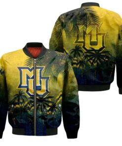 Marquette Golden Eagles Bomber Jacket 3D Printed Coconut Tree Tropical Grunge - livanniespoon Store