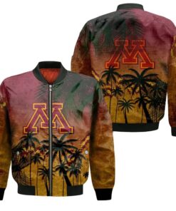 Minnesota Golden Gophers Bomber Jacket 3D Printed Coconut Tree Tropical Grunge - livanniespoon Store