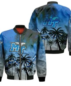 Middle Tennessee Blue Raiders Bomber Jacket 3D Printed Coconut Tree Tropical Grunge - livanniespoon Store