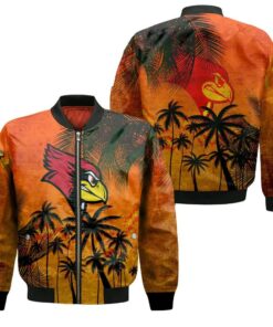 Illinois State Redbirds Bomber Jacket 3D Printed Coconut Tree Tropical Grunge - livanniespoon Store