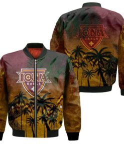 Iona Gaels Bomber Jacket 3D Printed Coconut Tree Tropical Grunge - livanniespoon Store