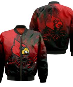 Louisville Cardinals Bomber Jacket 3D Printed Coconut Tree Tropical Grunge - livanniespoon Store