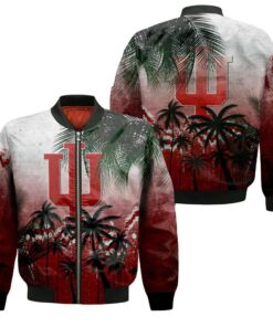 Indiana Hoosiers Bomber Jacket 3D Printed Coconut Tree Tropical Grunge - livanniespoon Store