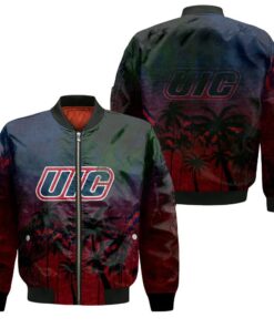 Illinois-Chicago Flames Bomber Jacket 3D Printed Coconut Tree Tropical Grunge - livanniespoon Store