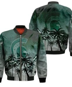 Michigan State Spartans Bomber Jacket 3D Printed Coconut Tree Tropical Grunge - livanniespoon Store