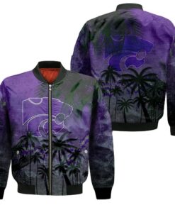 Kansas State Wildcats Bomber Jacket 3D Printed Coconut Tree Tropical Grunge - livanniespoon Store