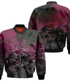Montana Grizzlies Bomber Jacket 3D Printed Coconut Tree Tropical Grunge - livanniespoon Store