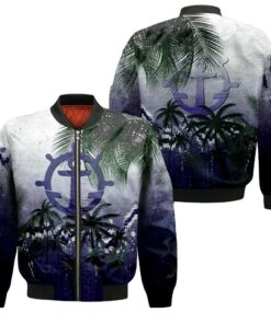 Portland Pilots Bomber Jacket 3D Printed Coconut Tree Tropical Grunge - livanniespoon Store