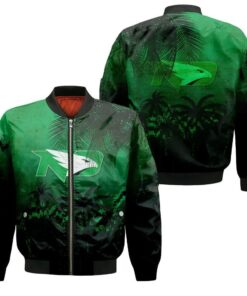 North Dakota Fighting Hawks Bomber Jacket 3D Printed Coconut Tree Tropical Grunge - livanniespoon Store