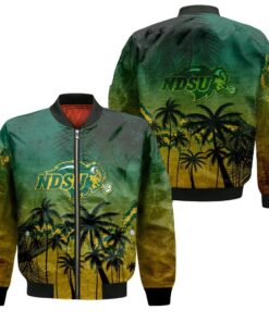North Dakota State Bison Bomber Jacket 3D Printed Coconut Tree Tropical Grunge - livanniespoon Store