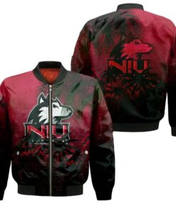 Northern Illinois Huskies Bomber Jacket 3D Printed Coconut Tree Tropical Grunge - livanniespoon Store