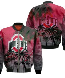 Ohio State Buckeyes Bomber Jacket 3D Printed Coconut Tree Tropical Grunge - livanniespoon Store