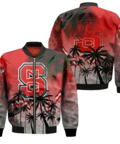 Nc State Wolfpack Bomber Jacket 3D Printed Coconut Tree Tropical Grunge - livanniespoon Store