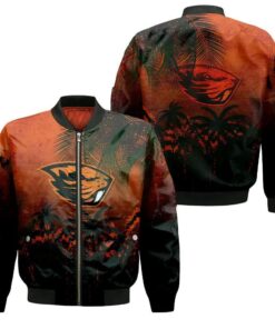 Oregon State Beavers Bomber Jacket 3D Printed Coconut Tree Tropical Grunge - livanniespoon Store