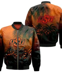 Oklahoma State Cowboys Bomber Jacket 3D Printed Coconut Tree Tropical Grunge - livanniespoon Store