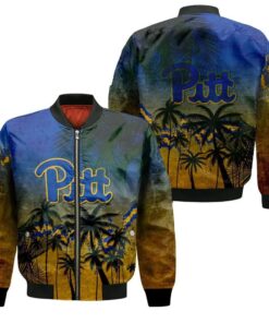 Pittsburgh Panthers Bomber Jacket 3D Printed Coconut Tree Tropical Grunge - livanniespoon Store