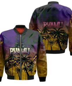 Prairie View A&M Panthers Bomber Jacket 3D Printed Coconut Tree Tropical Grunge - livanniespoon Store