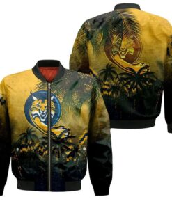 Quinnipiac Bobcats Bomber Jacket 3D Printed Coconut Tree Tropical Grunge - livanniespoon Store