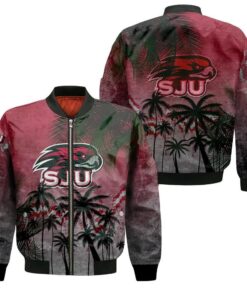 Saint Josephs Hawks Bomber Jacket 3D Printed Coconut Tree Tropical Grunge - livanniespoon Store