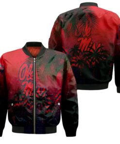 Ole Miss Rebels Bomber Jacket 3D Printed Coconut Tree Tropical Grunge - livanniespoon Store