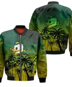 Oregon Ducks Bomber Jacket 3D Printed Coconut Tree Tropical Grunge - livanniespoon Store