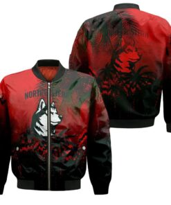 Northeastern Huskies Bomber Jacket 3D Printed Coconut Tree Tropical Grunge - livanniespoon Store