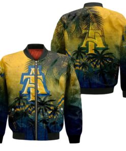 North Carolina A_T Aggies Bomber Jacket 3D Printed Coconut Tree Tropical Grunge - livanniespoon Store