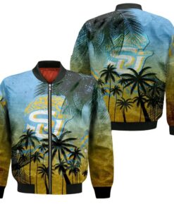 Southern Jaguars Bomber Jacket 3D Printed Coconut Tree Tropical Grunge - livanniespoon Store