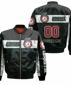 Alabama Crimson Tide Black And White 3D Customized Pattern Bomber Jacket - livanniespoon Store