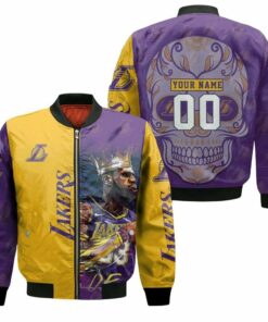 Lebron James #23 Los Angeles Lakers 3D Customized Pattern Bomber Jacket - livanniespoon Store