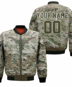 Texas Longhorns Camouflage Customized Pattern Bomber Jacket - livanniespoon Store