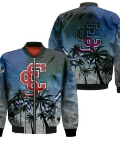Santa Clara Broncos Bomber Jacket 3D Printed Coconut Tree Tropical Grunge - livanniespoon Store