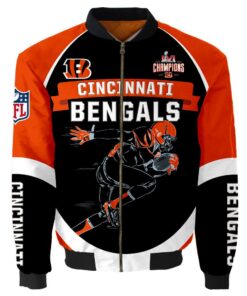 Cincinnati Bengals Super Bowl Lvi Champions Running Man Bomber Jacket - livanniespoon Store