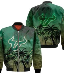 South Florida Bulls Bomber Jacket 3D Printed Coconut Tree Tropical Grunge - livanniespoon Store