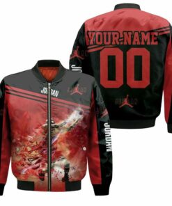 Jordan #23 Chicago Bulls 3D Customized Name Pattern Bomber Jacket - livanniespoon Store