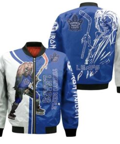 Toronto Maple Leafs And Zombie Pattern Bomber Jacket - livanniespoon Store