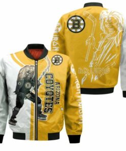 Boston Bruins And Zombie Pattern Bomber Jacket - livanniespoon Store