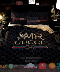 Mickey Mouse Mr Gucci black pattern Bedding Set -livanniespoon Store