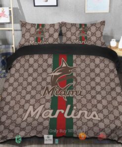 BEST Miami Marlins Gucci Bedding Set -livanniespoon Store