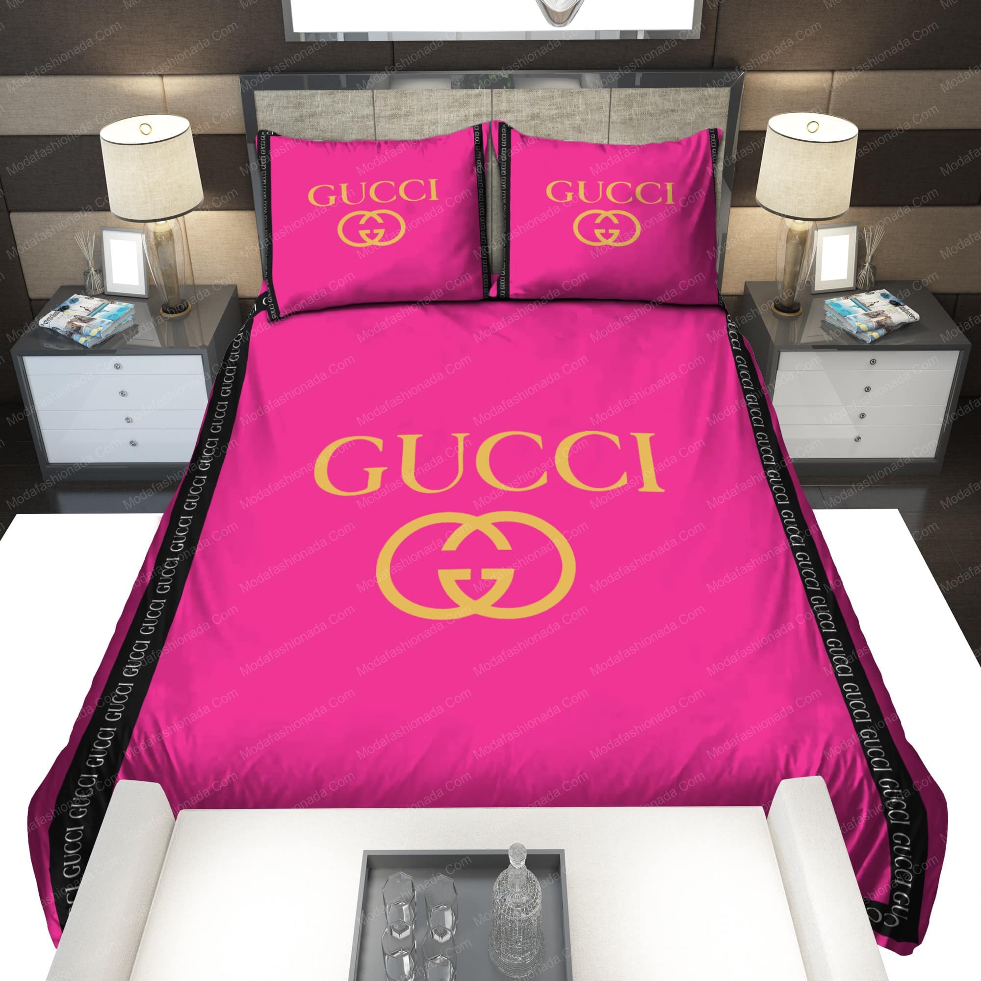 Pink Gucci Luxury Bedding Sets -livanniespoon Store