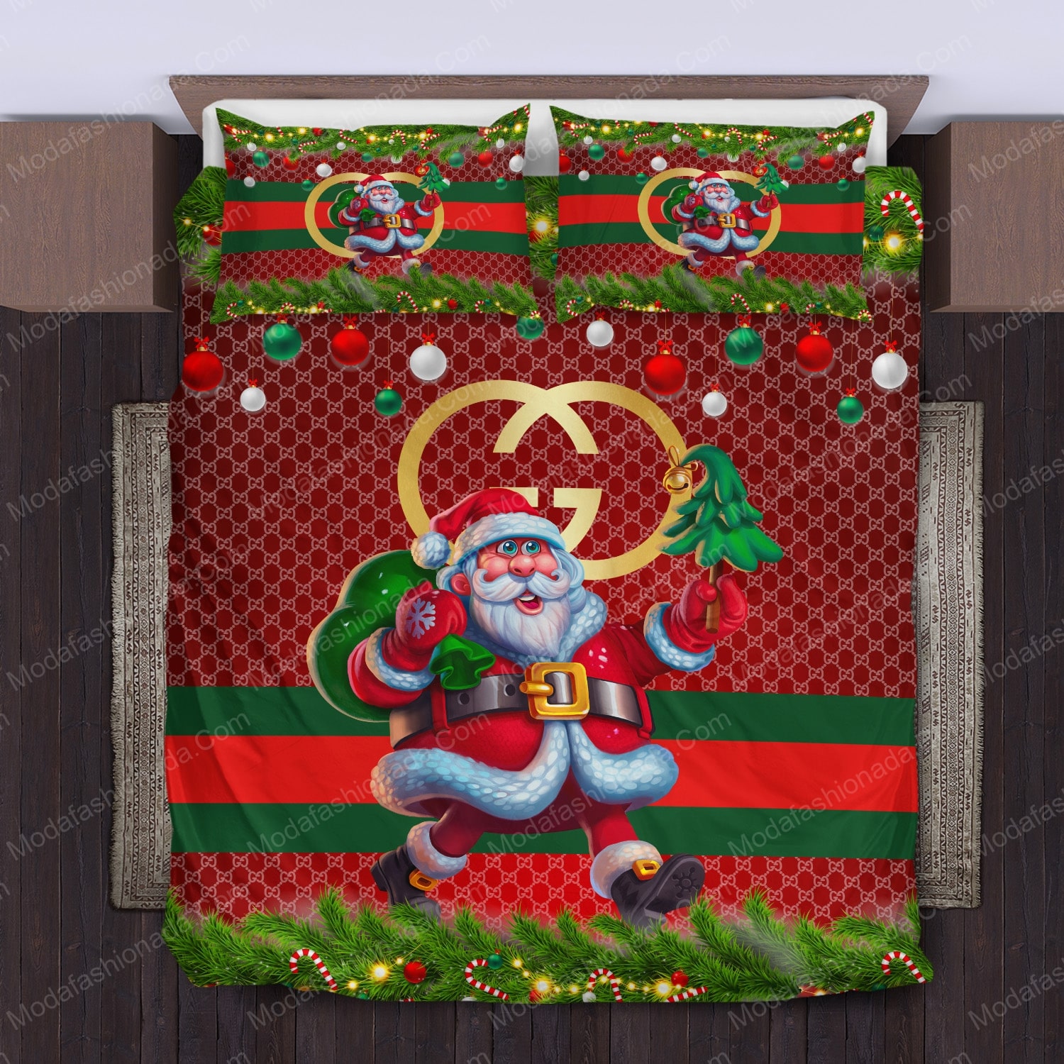 Santa Claus Gucci Luxury Bedding Sets -livanniespoon Store