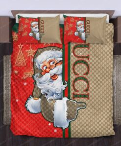 Santa Claus Gucci Pattern Luxury Bedding Sets -livanniespoon Store