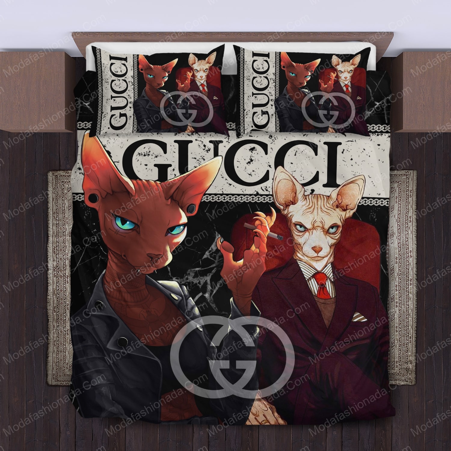 Sphynx Cat Gucci Luxury Bedding Sets -livanniespoon Store