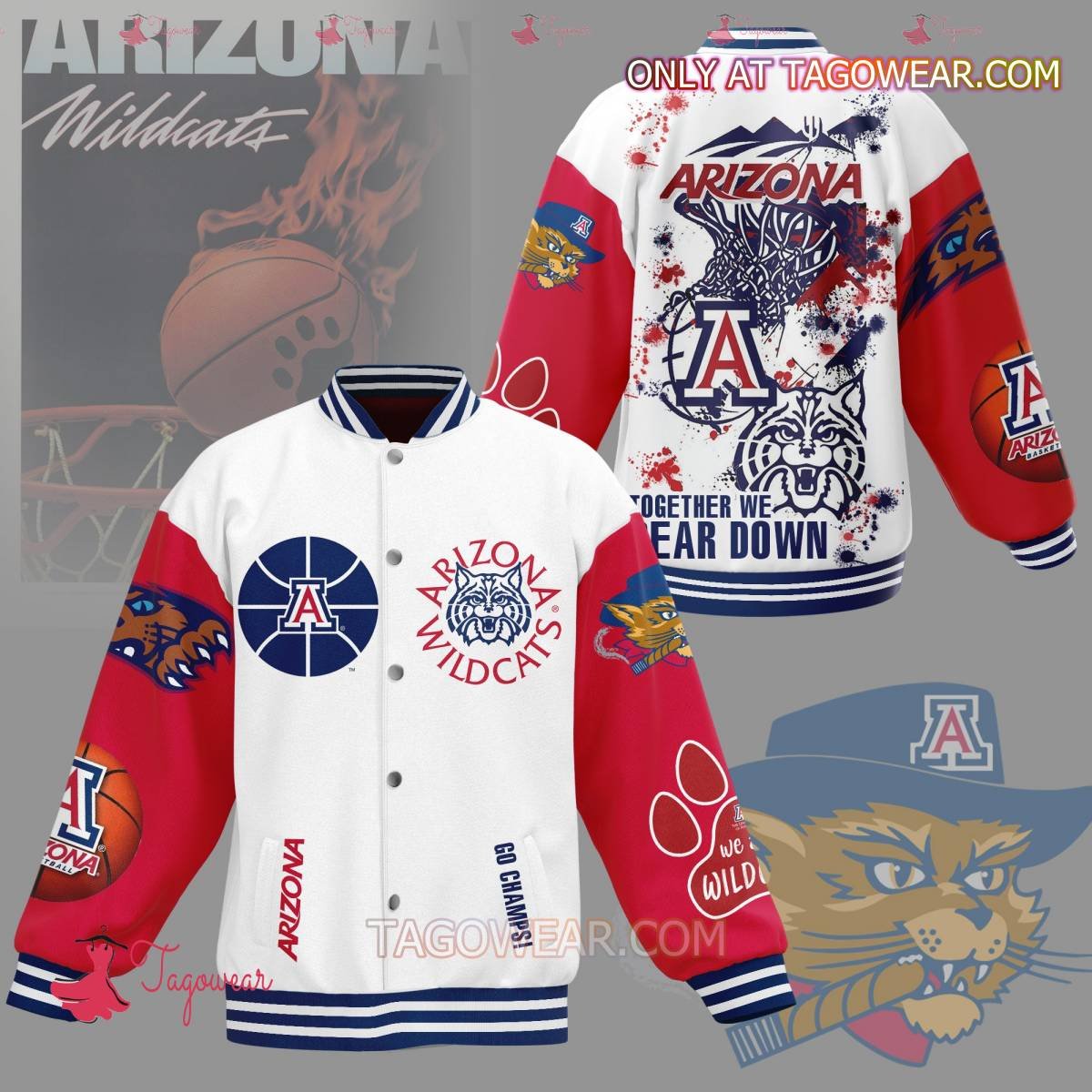 Arizona Wildcats Together We Fear Down Baseball Jacket - livanniestore Store
